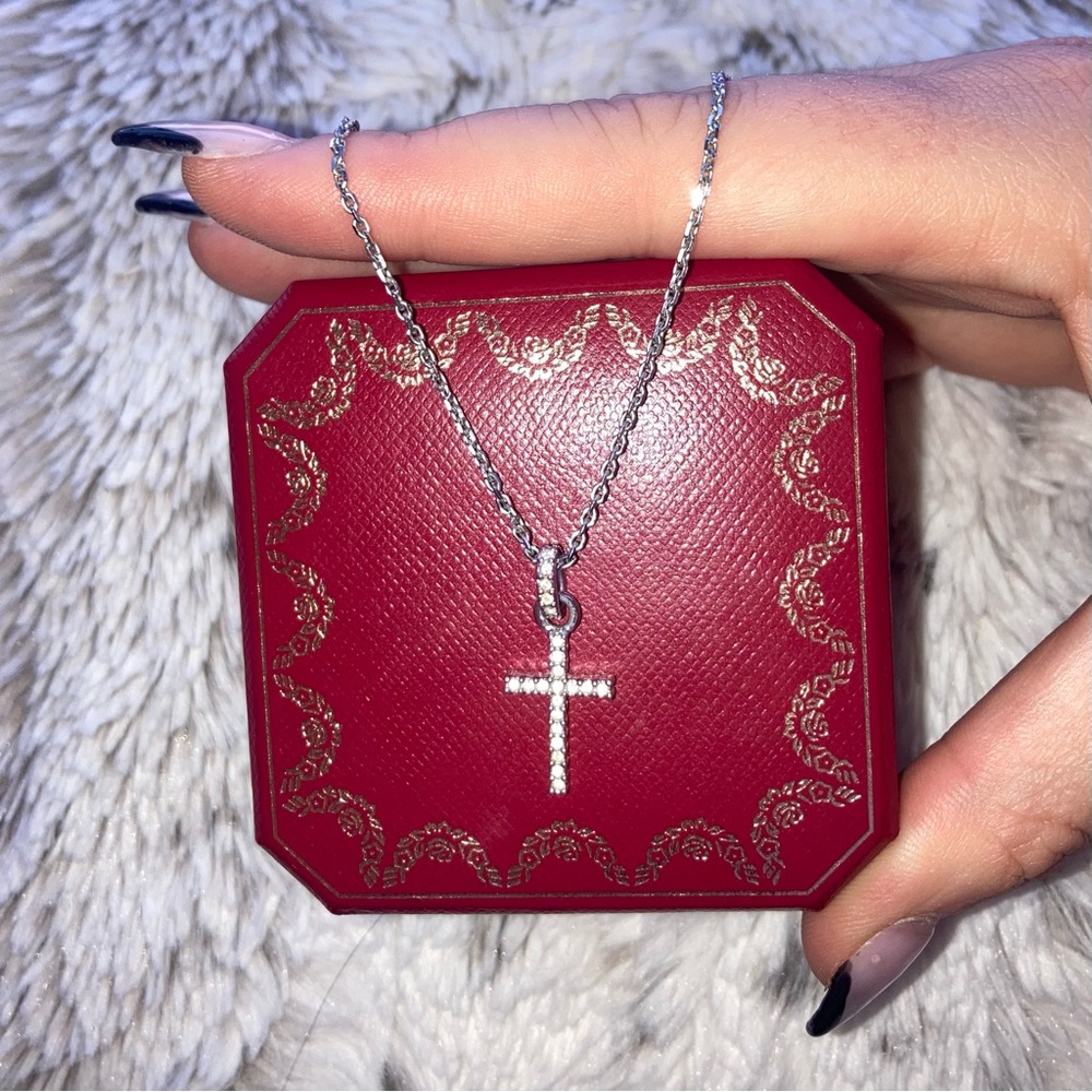 Swarovski Mini Cross Necklace (Silver)